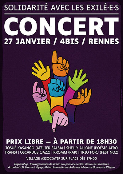 Concert « Solidarité avec les Exilé-e-s » à Rennes - Samedi 27 Janvier 2024 !