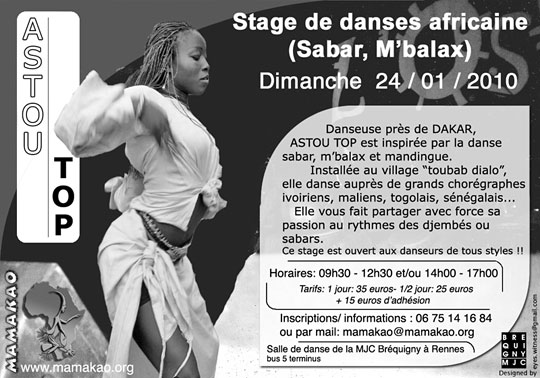 Stage de danse africaine dirigé par Astou Top - Dimanche 24 Janvier 2010
